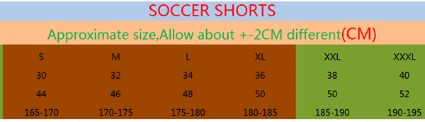 Soccer Short Size Chart